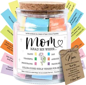 Mothers Day Gifts For Mom, Mom Gifts From Daughters Son on Mother Birthday, Bible Jar, Christian Gift for Wife, Thank You Gift Decorative Inspirational Scripture Jar with 92 Bible Verses