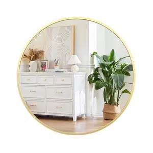 Garvee 50.8 cm Round Wall Mirror with Golden Metal Frame, Circle Mirror for Bathroom, Entryway, Vanity, Bedroom Wall Decoration, Easy to Hang