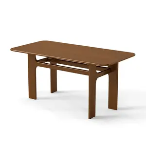 63'' Solid Wood Dining Table Wabi Sabi Style Rectangular Kitchen Table 6 Seats