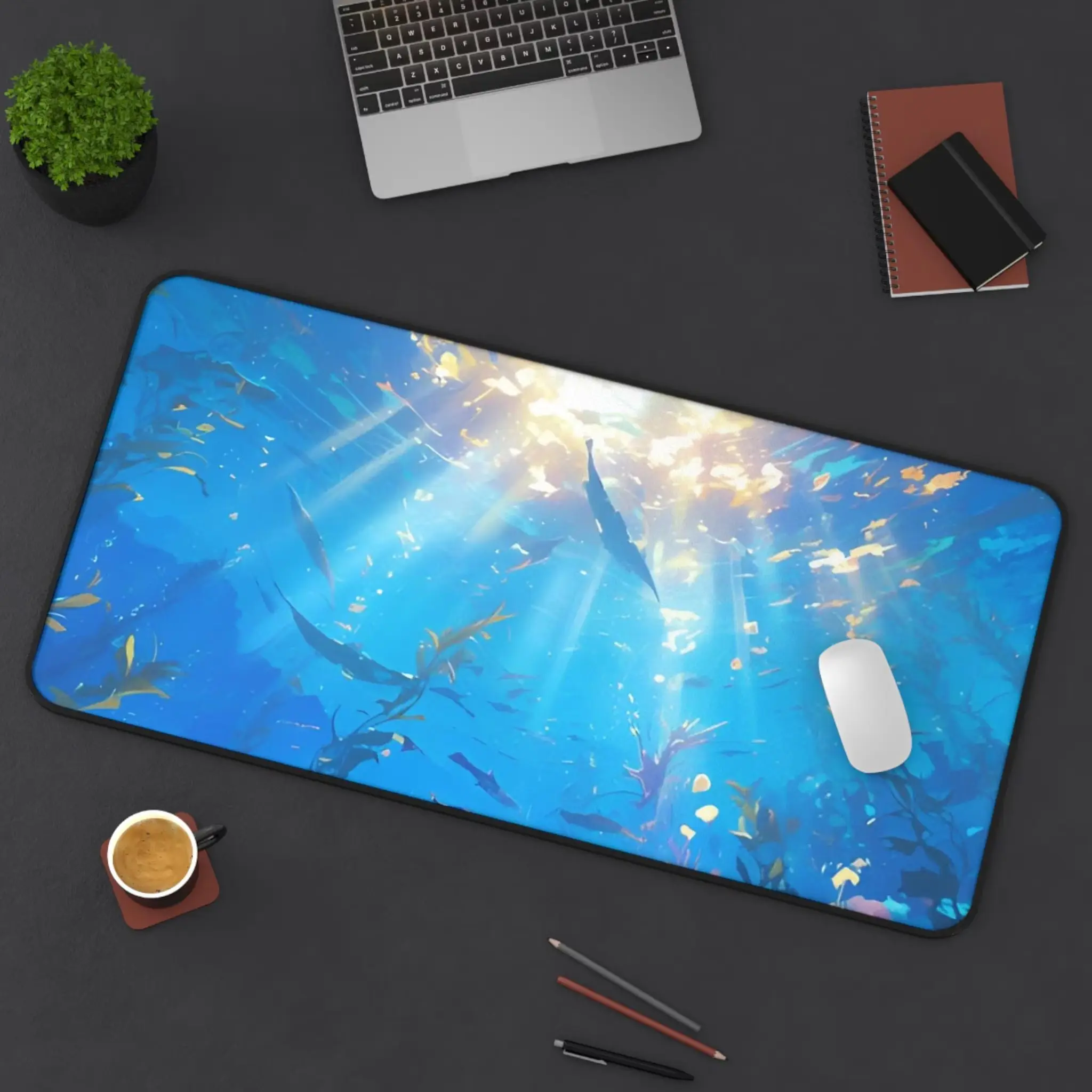 Ocean Waters Desk Mat _ Nautical Office Decor, Inspirational Mouse Pad, Home Office Gift for Students, Artists & Professionals