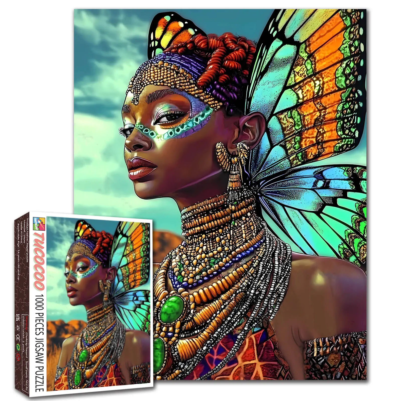 Tucocoo African Queen 1000-Piece Recycled Jigsaw Puzzle for Adults - Brain Teaser Game, Stress Relief, Wall Decor, Creative Gift for Birthdays/Graduations, 27x20 in (70x50 cm)