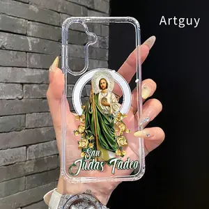 Magnetic Phone Case Compatible with Samsung Galaxy S24 Plus S25 Ultra S23 FE Ultra S22+  Jesus Yellow Rose  Pattern Flexible Premium Stylish Transparent Gift Protection Case