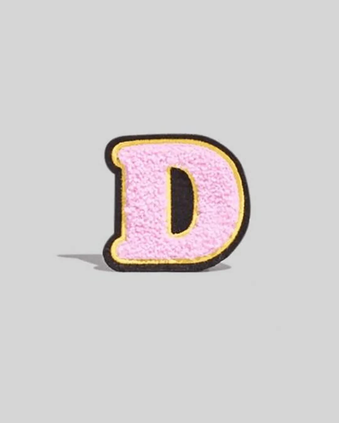 D Pink Chenille Varsity Letter Patch - Small
