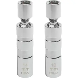 Spark Plug Socket Set,14mm&16mm  Swivel Spark Plug Socket, Accessories Thin Wall 3/8" Drive Spark Plug Socket ,12-Point,360- Rotation,Compatible with