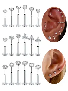 Elegant Simple Style Studs Set, Synthetic Zirconia Decor Studs Set, Heart & Star Design Studs Set, Fashion Body Jewelry for Women, Daily & Gift Occasions