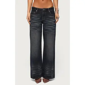 Edikted Women's Magda Acid Wash Low Rise Baggy Jeans