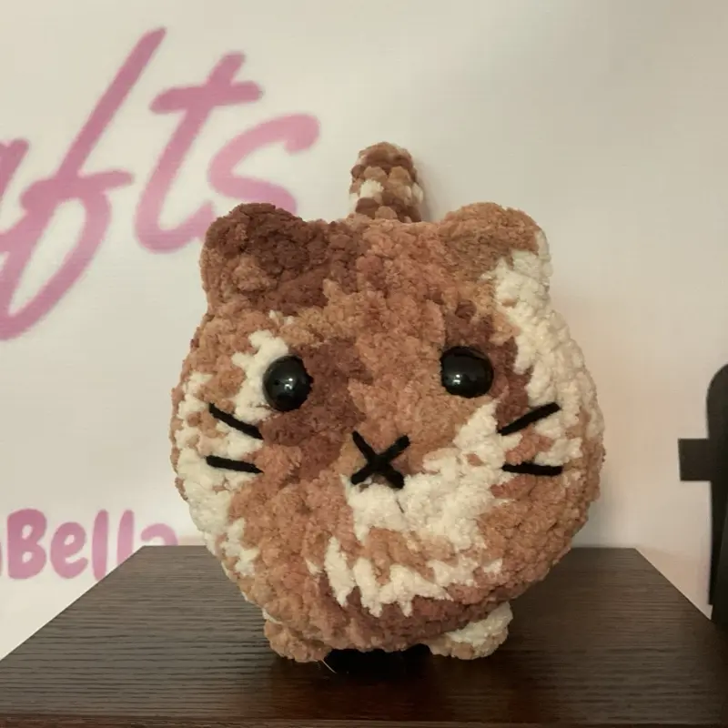 Crochet s’mores Loaf Cat brown and cream color kitty hand made