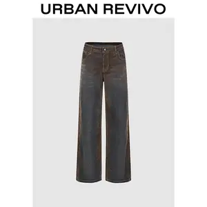 URBAN REVIVO Women's Pocketed Denim Jeans - Style UWA850005, 2025 Trendy Elegant Versatile Casual Bottoms, Cold-Wash OOTD Essential, Cold Wash Jeans