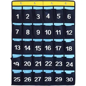 Numbered Pocket Chart Over Door  Classroom Org for Cell Phones Calculators Holders Blue (30 POCKETS)