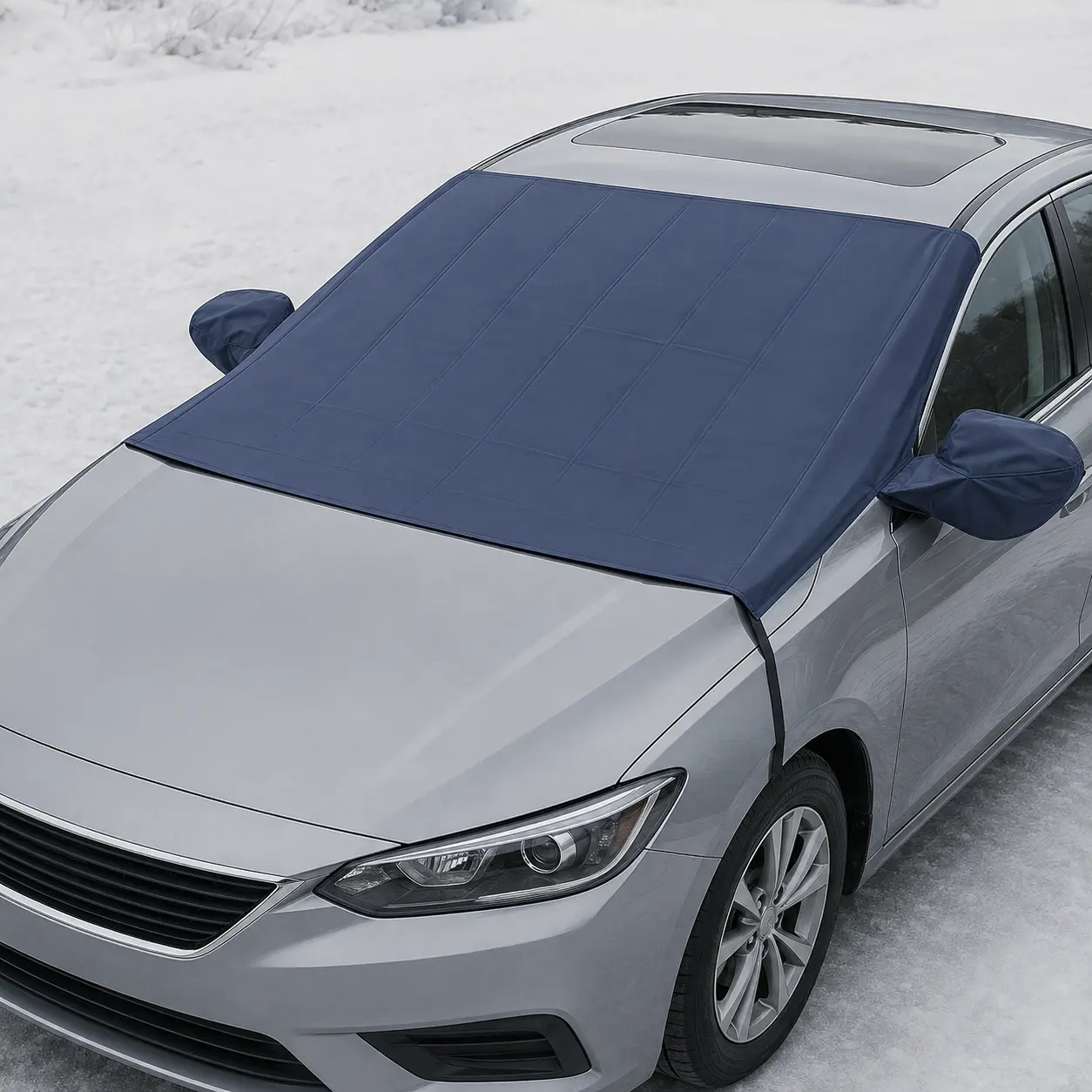 Upgraded 2-in-1 Windshield Snow Shield Cover - Thickened 600D Oxford Fabric, All-Season Anti-Snow/Ice/Frost & UV Sunshade, with Side Mirror Covers, Easy to Install TikTok Shop Car Windshield Snow Shield - Anti-Snow Protection