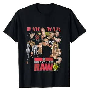 {Graphic Tee 100 %cotton}Black MONDAY NIGHT RAW PRO Wrestling Wrestler Tee – Vintage Sport Streetwear T-Shirt, Rock & Hip Hop Inspired Casual Unisex Top, Men's Oversized Graphic Tee, Trendy Fan Apparel