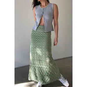 Pointelle Knit Midi Skirt