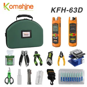 Optic Fiber Test Toolkit KFH-63D Inc Optic Fiber Cleaver FC-6S, FTTH Loss Fiber Optic Power Meter, Fiber Optic VFL for 8-10km, 50pcs SCU Fast Connector, Multi Optical Stripper, Kevlar Scissors KS-K2
