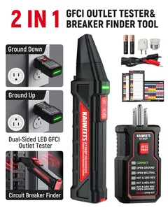 KAIWEETS Circuit Breaker Finder Tool Kit, GFCI Outlet Tester with Dual-Sided LED Indicators, Electrical Circuit Tracer Tool with Flashlight, Includes Carrying Case and Adapters- KT302P