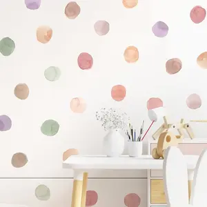 3 Sheets Set Watercolor Dot Stickers, Bedroom Living Room Furniture Decor, Round Wall Decals, Easy to Apply, Durable Design