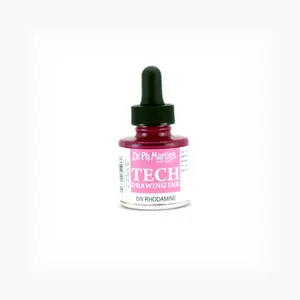 Dr. Ph. Martin's TECH Drawing Ink (6W) Ink Bottle, 1.0 US fl oz, Rodamine, 1 Bottle