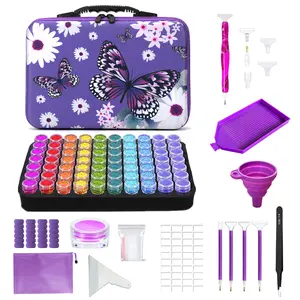 Diamond Painting Storage Container 60 Slots Diamond Painting Accessories and Tools Gemstone Cross Stitch Art Storage Bead Container Organizer with Shockproof Jar