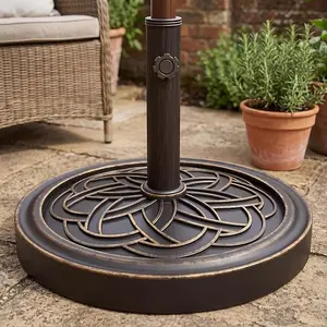 Garvee Durable Resin Patio Umbrella Base Stand, Classic Antique Bronze Finish Outdoor Parasol Holder, Sturdy Umbrella Stand for Patio, Garden and Lawn