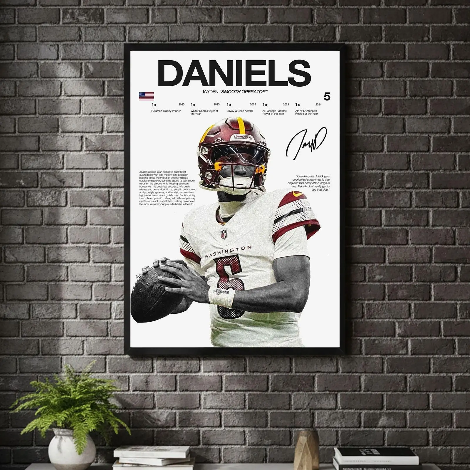 Jayden Daniels Hardline Series Football Sports Poster Rising Star Decor (UnFramed)