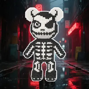 7709pcs Halloween Skull Lucky Bear 3D Puzzle Building Block Creative Decoration Gift for Birthday/halloween/festive Occasions