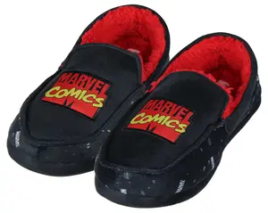 Marvel Comics Logo Design Fleece Lined Foam Slippers For Men Women, House Slippers for Indoors and Outdoor