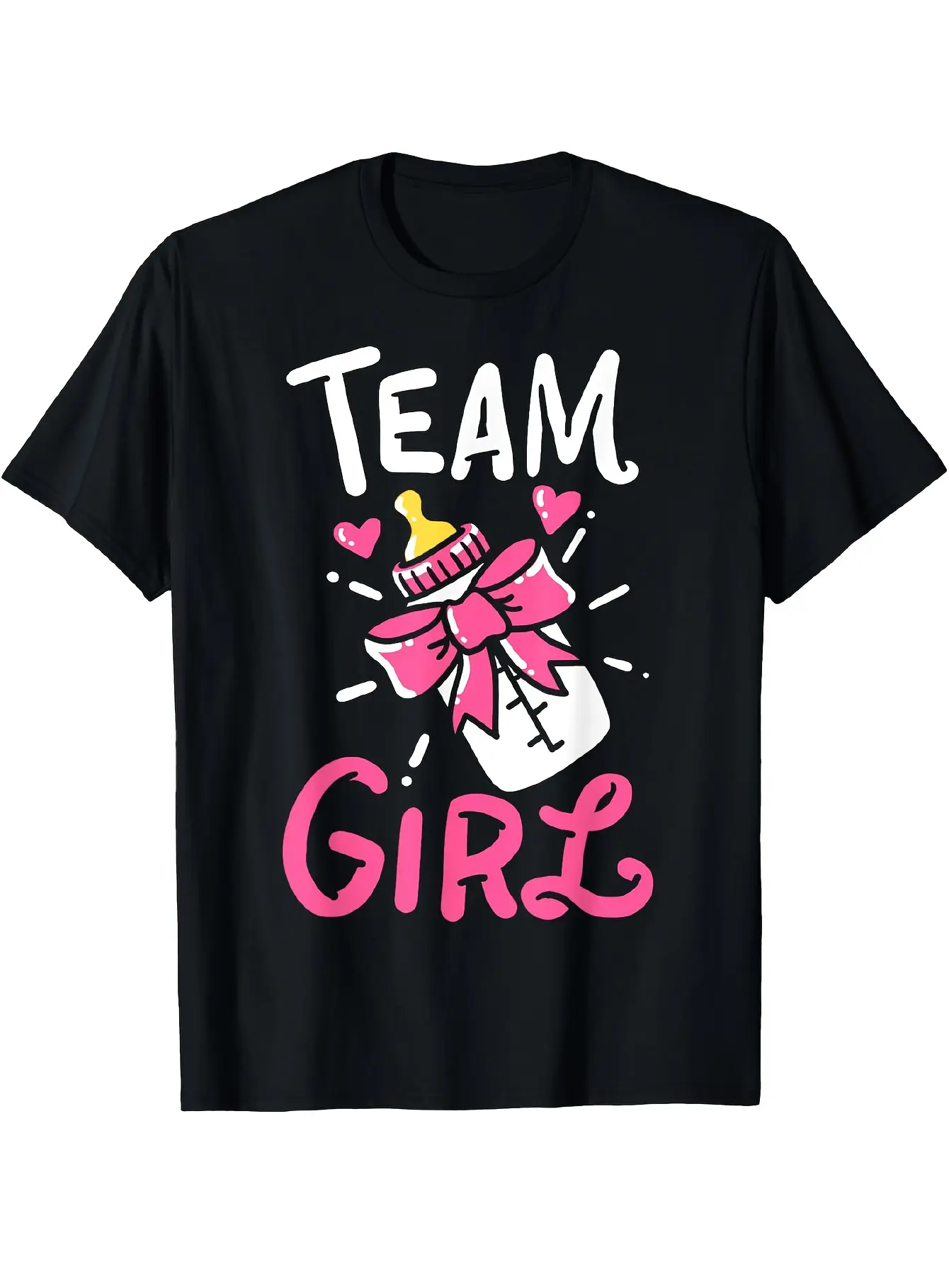 Team Girl Baby Shower T-Shirt - Retro Gender Revea unisex soft cotton short sleeve t shirt, vintage graphic casual tee for men women teens, perfect birthday holiday gift for camping travel gym daily street casual wear