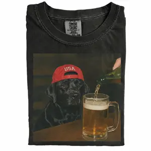 Funny Black Labrador Drinking Beer Shirt, Comfort Colors Vintage 90s Dog Meme Tee, Patriotic Black Lab Beer Lover Graphic T-Shirt, Retro Pet Lover Streetwear Gift, 4th of July USA Shirt