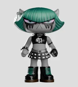Kaleidos Creative - Dark City Kitty - 7in. Art Vinyl - Collectible Toy - Punk Style - Extra Hands