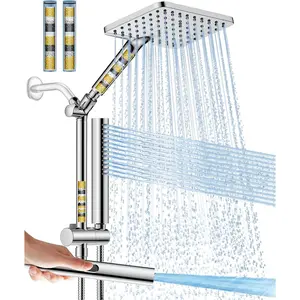 Filtered Shower  with Handheld  Combo High  Rain Shower  Dual Shower  with Filters - Removes Chlorine Height Adjustable & Built-in Power Wash