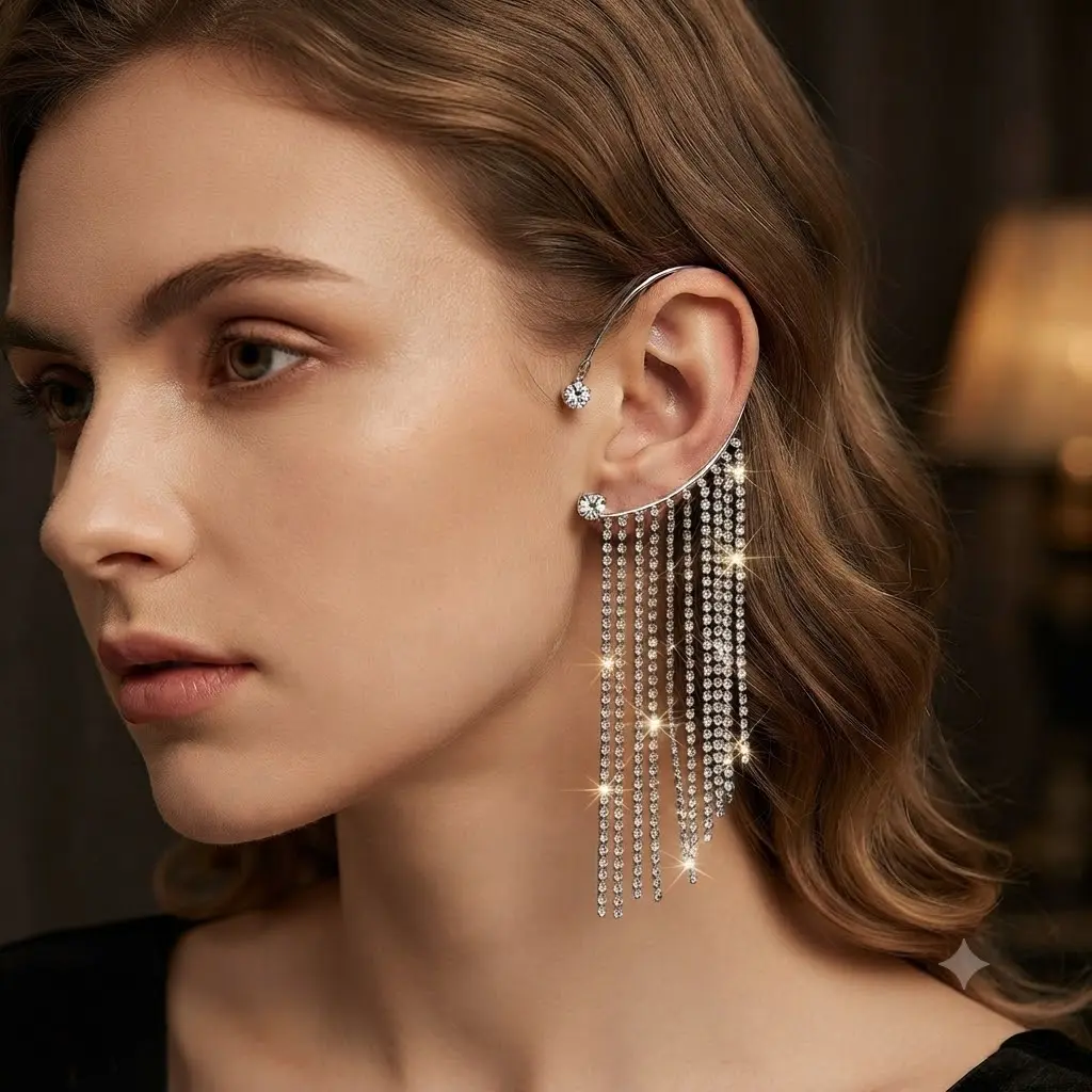 Women's Fashionable Simple Long Tassel Earrings - Elegant Lightweight Dangle Drop Earcuffs for Party Wear