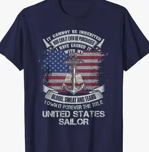 Own Forever The Title U.S Sailor Military Veteran USA Flag T-shirt for Men Patriotic Navy Pride Veterans Day Trendy Gift for Veterans Short Sleeve Tees