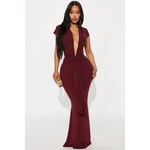 Vividly Sharp Maxi Dress - Burgundy