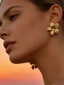 Vintage Flower Stud Earrings for Women, Simple Geometric Statement Earrings, Party Gifts, Elegant Jewelry Accessories, Flower Stud Design, Geometric Accents