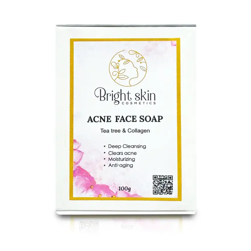 Bright Skin Cosmetics Tea Tree Face Soap Bar - Daily Oil Control Facial Cleanser for Oily & Normal Skin Adults, Anti-Acne Pore Clearing Lightweight Sudsy Cleansing Wash with Hydrolyzed Collagen, Evening Refreshing Moisture & Smooth Daily Care