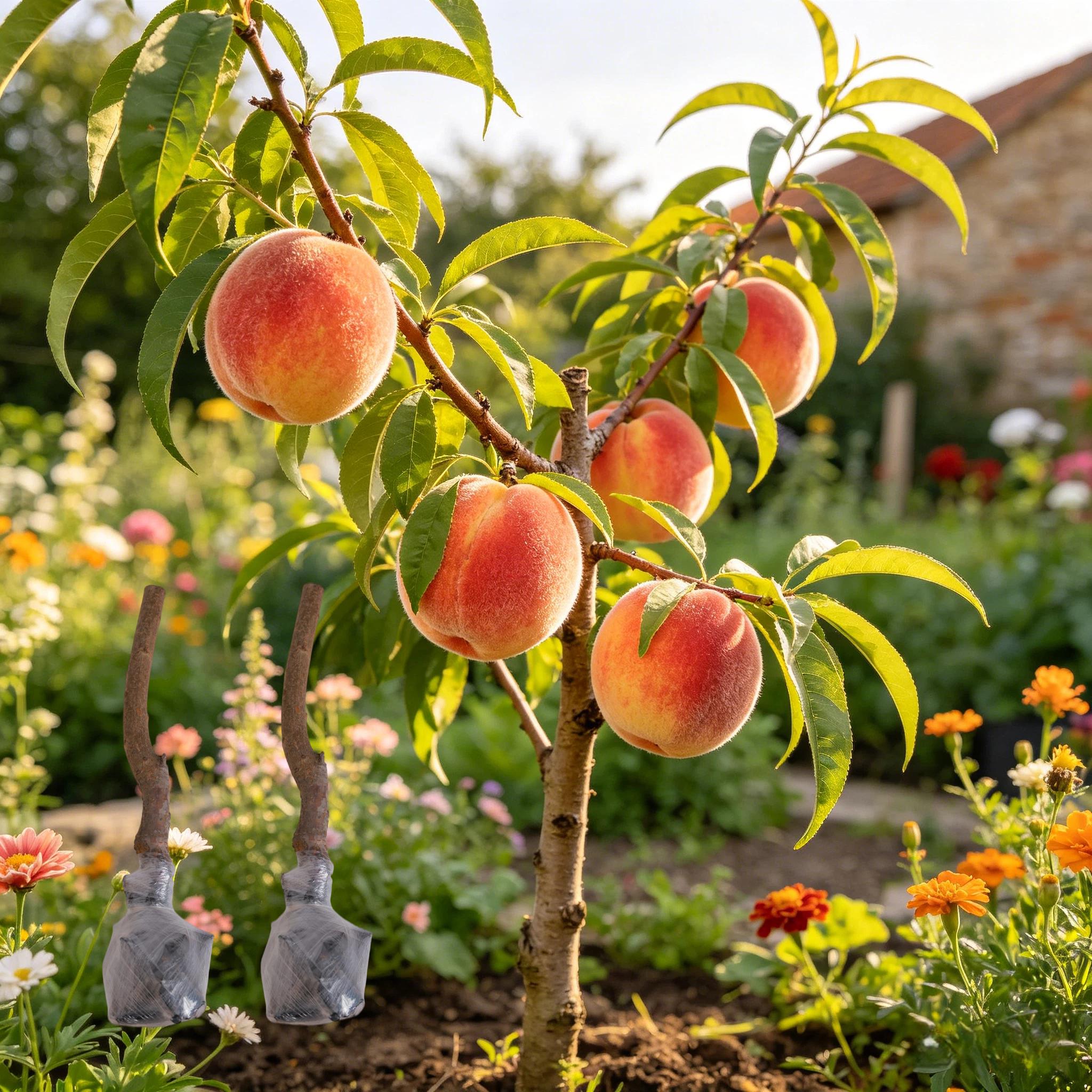 (ML#FF) Live Peach Tree Seedling Fruit Plant for Backyard Garden ...