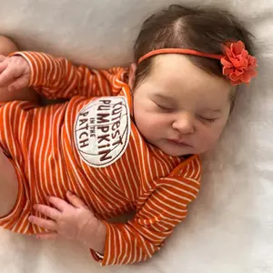 BZDOLL 50cm 20inch Soft Vinyl Asleep Reborn Baby Art Baby Doll Toy for Girl Lifelike 3D Light Beige with Visible Veins Kid Gift Alive