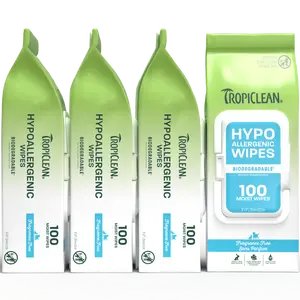 400ct TropiClean Hypoallergenic Dog Wipes - Wipes for Dogs, Cats, Puppies & Kittens with Sensitive Skin - Gently Removes Dirt & Dander - Fragrance Free