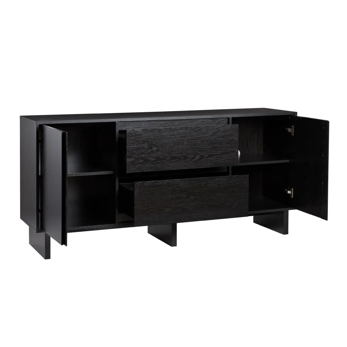 Walker Edison Scandinavian Sideboard - 29.75x15.75x63 in. Cupboard Furniture, Modern Minimalist Storage Cabinet with Adjustable Shelves, Beveled Edges, Black, Modern Storage Cabinet, Sideboard With Storage
