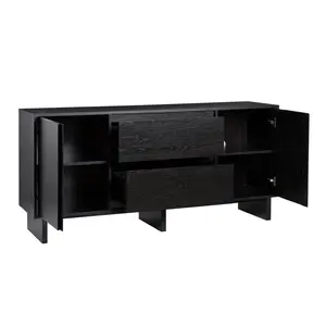 Walker Edison MAJD5DBL2 29.75 x 15.75 x 63 in. Minimalist Scandi Sideboard, Black