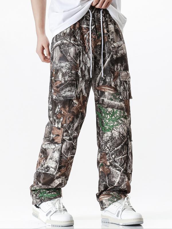 Men's Camo Print Pants, Casual Comfy Multi-pocket Trousers for Daily Wear, Fashion Men's Bottoms for Spring & Fall