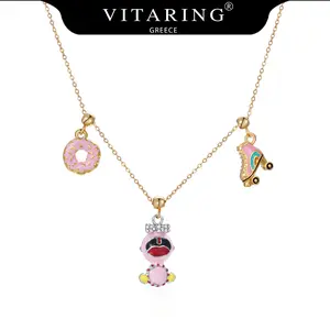 VITARING GREECE DIY Christmas Charm Necklaces Beaded Necklace for Women Handmade Fashion Jewelry with Interchangeable Clown Pendant Adjustable Beads Choker Street Style Gift for Her