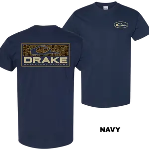 Men’s Drake Waterfowl Hunting T-Shirt, Vintage Camo Logo Graphic Tee, Outdoor Duck Hunting Lifestyle Shirt, Casual Southern Streetwear Style, Trendy Cotton T-Shirts for Men, Waterfowl Season Outfit | Gift for Hunter, Husband, Boyfriend, Dad | 100% Cotton