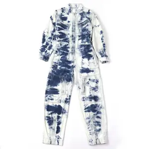 Pre-owned Stella McCartney Cotton Small Leather Goods Tie dye Denim Jumpsuit 36