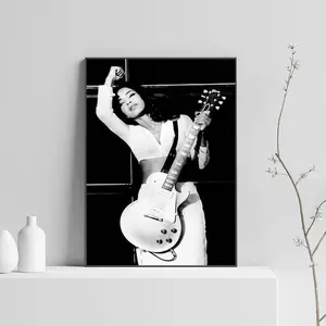 Sade Playing the Guitar Black & White Vintage Poster