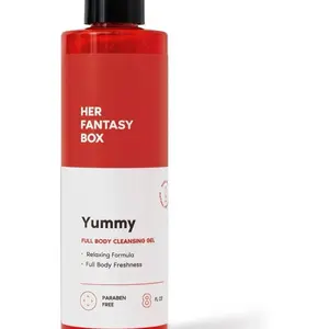 Her Fantasy Box Yummy Body Wash - 8 FL OZ, Paraben Free, Aloe Vera, Apricot, Lemon, Daily Moisturizing Cleanser for All Skin Types Cleansing Moisturize Hydrating Moisturizer Blend Nourishing Peel Scent Moisture strawberry smell Scented Aroma Cosmetic love