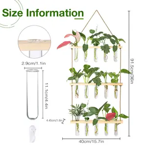 XXXFLOWER Extra Large Wooden Hanging Propagation Tubes 15 Vases Ready to Gift Indoor Plant Station Set for Easy Propagation & Decor