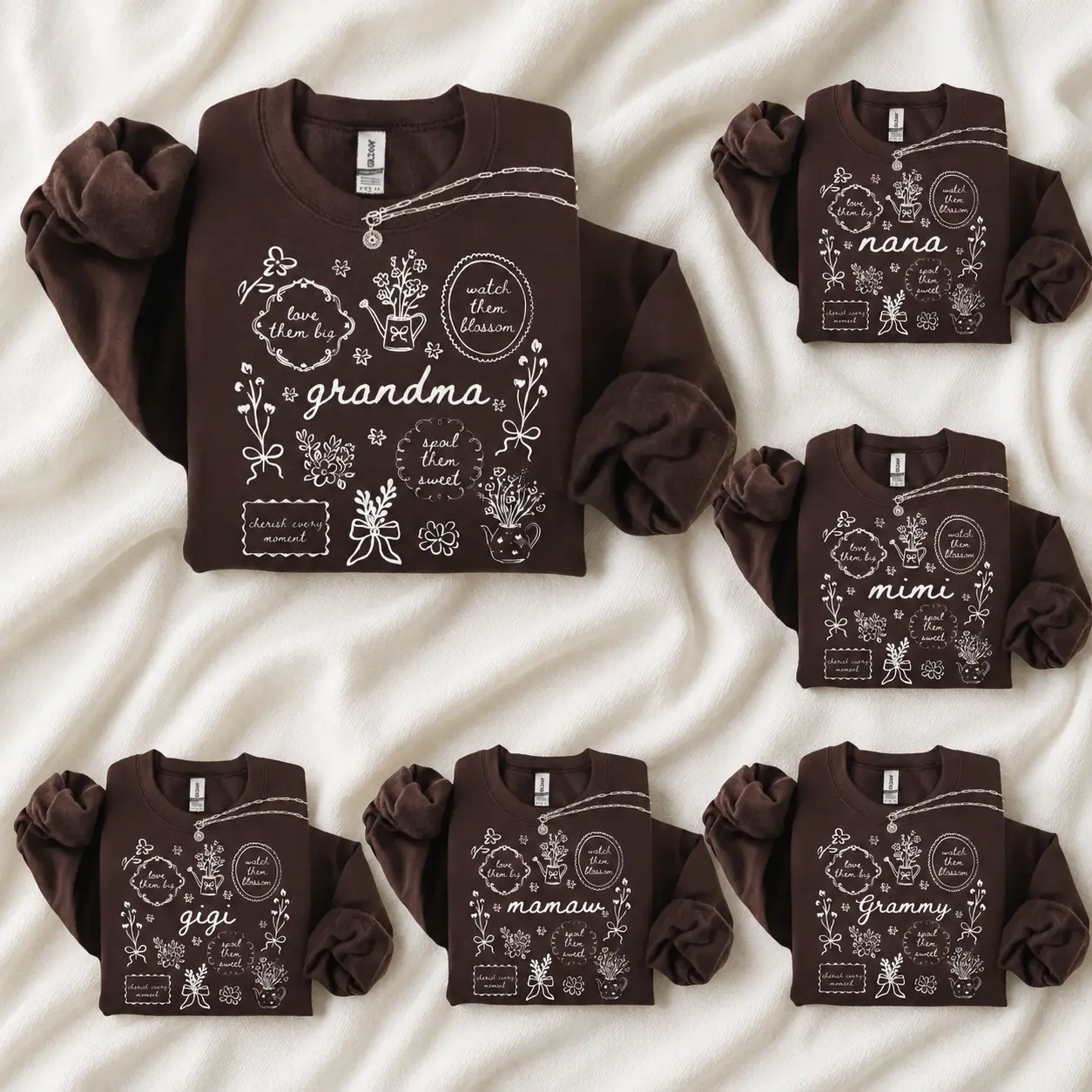 Grandma Floral Sweatshirt, Nana Mimi Gigi Grammy Mamaw Crewneck, Cute Grandma Gift, Personalized Floral Sweater, Mother’s Day Gift for Grandma -DPCLICK