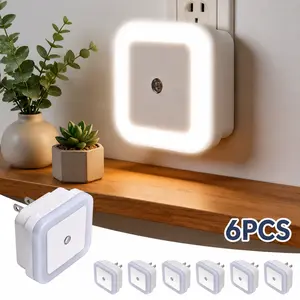 6-Pack LED Night Lights Plug into Wall,Bright Nightlight Auto-On/Off and Dimmable,0.5W Plug in Socket Night Light,Smart Sensor,Daylight White,for Adults Kids Bedroom Bathroom Hallway Kitchen Decor