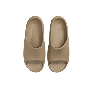Khaki vacation slides made of sand-resistant waterproof foameasy to rinse off beach grit Thick soft sole shields feet from rough ground, neutral shade flatters skin tone. Wrap sides avoid blisters, foldable lightweight for travel, perfect for gym recovery