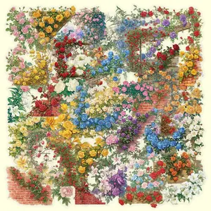 50pcs Retro Flower Series Transparent PET Material Series Graffiti Stickers Suitable for Luggage, Cellphone, Phone Cases, Laptops, Helmets, Skateboards Waterproof Decoration DIY Creative Stickers